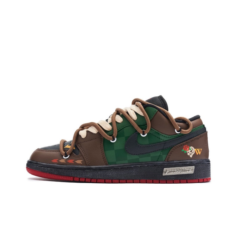 Custom Dunk Low Green / Brown / Red / Black - Image 4