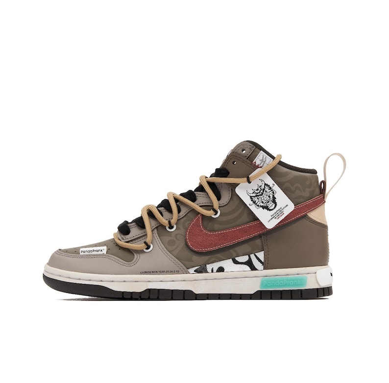 Custom "Prime" Air Jordan 1 Brown / Crimson / Black / White - Image 5