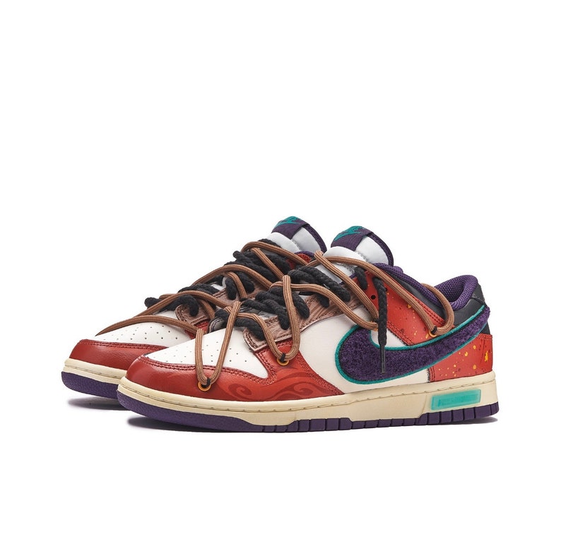 Custom "Year of the Dragon 2024" Air Force 1 Red / White / Purple / Turquoise