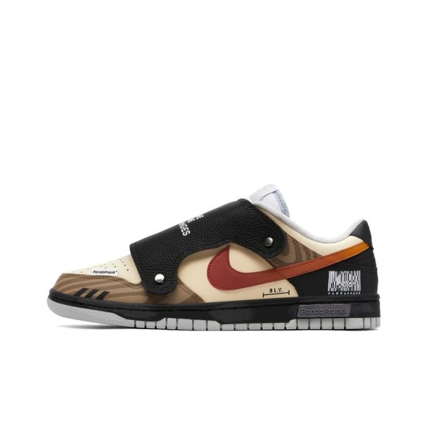Custom "Make Some Changes" Monk Strap Dunk Low Brown / White / Red / Black - Image 3