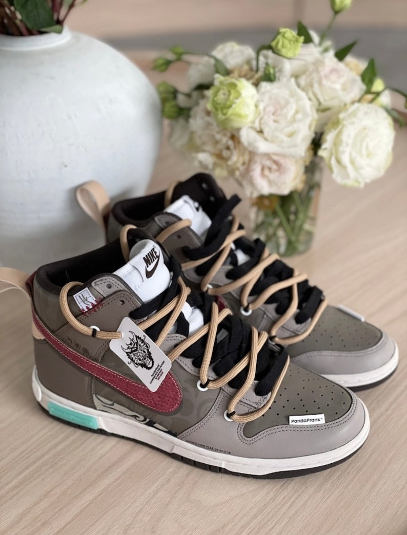 Custom "Prime" Air Jordan 1 Brown / Crimson / Black / White - Image 2