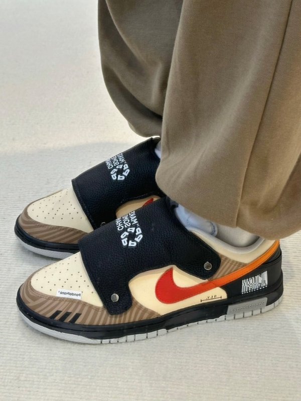 Custom "Make Some Changes" Monk Strap Dunk Low Brown / White / Red / Black - Image 5