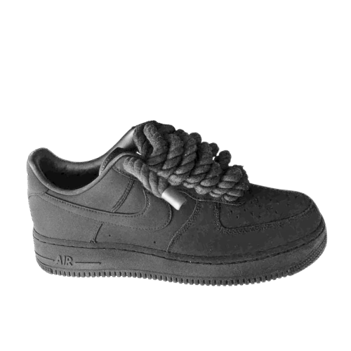 Matte Black Custom Air Force 1 Shoes / Rope Laces
