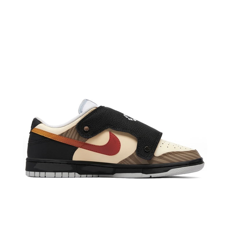 Custom “Make Some Changes” Monk Strap Dunk Low Brown / White / Red / Black